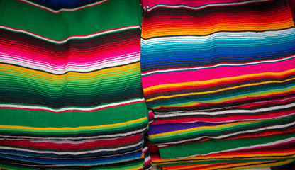 brightly colored Mexican blankets