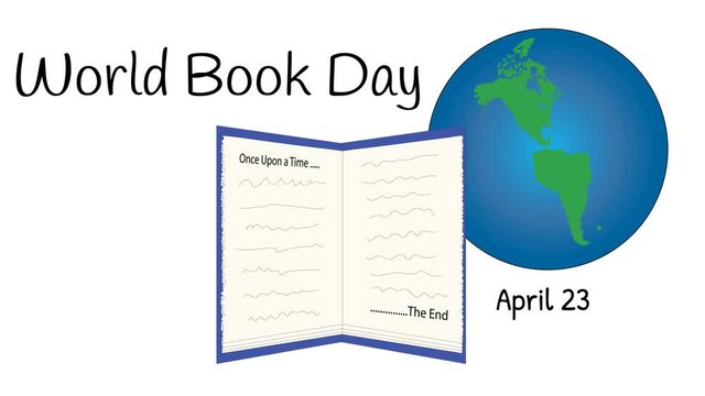 World Book Day banner illustrated on white.
