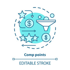 Casino comp points concept icon. Redeem points and bonuses idea thin line illustration. Cashback and reward offer. Loyalty reward program. Vector isolated outline drawing. Editable stroke