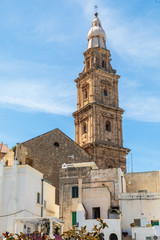 Fototapeta na wymiar Italy, Apulia, Metropolitan City of Bari, Monopoli. Steeple of the Basilica Madonna Della Madia.