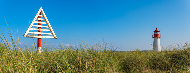 These Signs (German: Bake) on the Ellenbogen Beach mark the border between Germany and Denmark in...