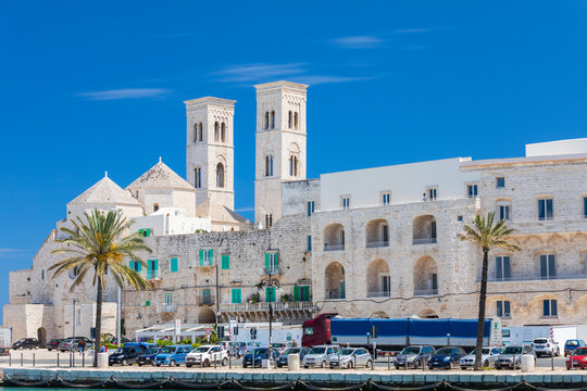 Italy, Apulia, Metropolitan City of Bari, Molfetta. Duomo Vecchio di San Corrado (Church of St. Conrad) near the waterfront.