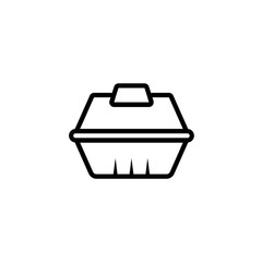 Black flat line vector icon for two lunch boxes or containers with food on white background.