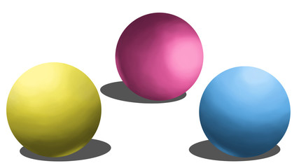 raster simplified set of colorful balls isolated on white.