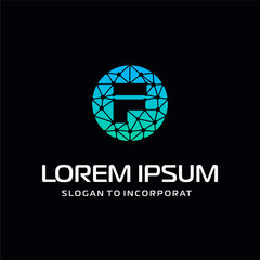 letter F Logo Design Template. Technology Digital logo . negative space, line, chip, Artificial Intelligence, concept. network icon, connection concept - Vector