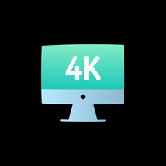4k movie monitor simple colorful icon isolated on black