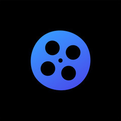 Video movie or film reel simple colorful icon isolated on black