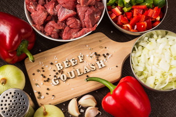fresh tasty goulash ingredients