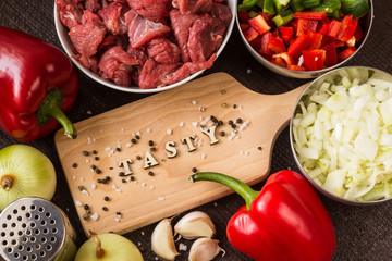 fresh tasty goulash ingredients