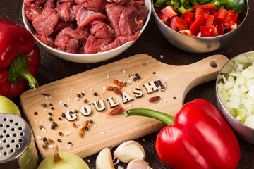 fresh tasty goulash ingredients