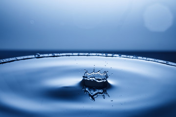 drop of water falling down in the water 
