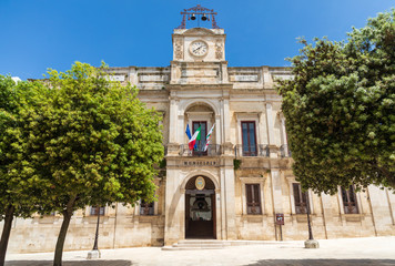 Italy, Apulia, Metropolitan City of Bari, Gioia del Colle. Municipal building. Italian word...