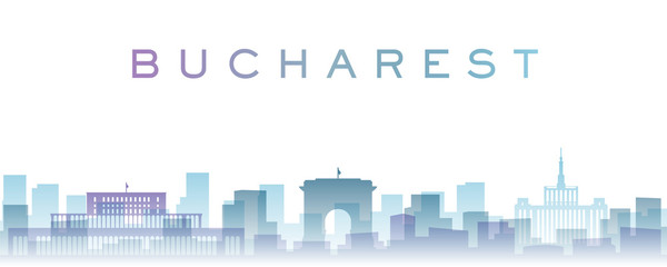 Obraz premium Bucharest Transparent Layers Gradient Landmarks Skyline