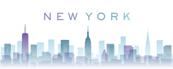 New York Transparent Layers Gradient Landmarks Skyline