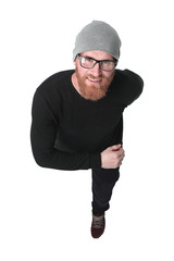 Fototapeta premium top view. optimistic modern man looking at the camera
