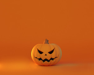 3D rendering Halloween pumpkin on blank orange template BG