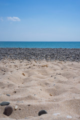 Seascape. Sand and pebble beach in the vicinity of Yevpatoria, Crimea.