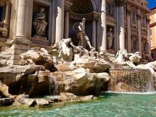 Trevi fountain also known as Love fountain is located in Trevi district of Rome and it is one of the most famous fountains in the world. View from left side