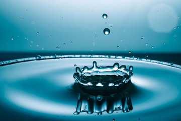 drop of water falling down in the water 