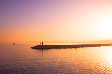 Obraz premium Sunset. Sunset at the port of Estepona. Costa del Sol, Andalusia, Malaga.