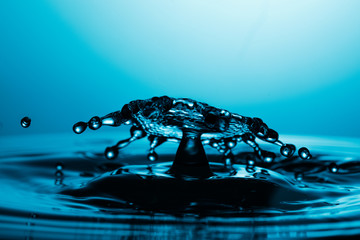 drop of water falling down in the water 