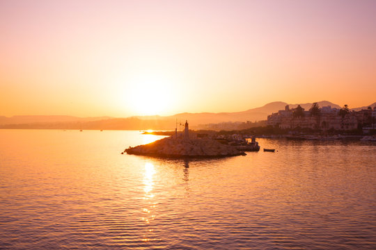 Sunset. Sunset at the port of Estepona. Costa del Sol, Andalusia, Malaga.