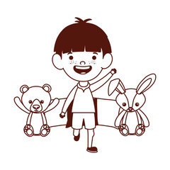 cute little boy baby with stuffed toys character