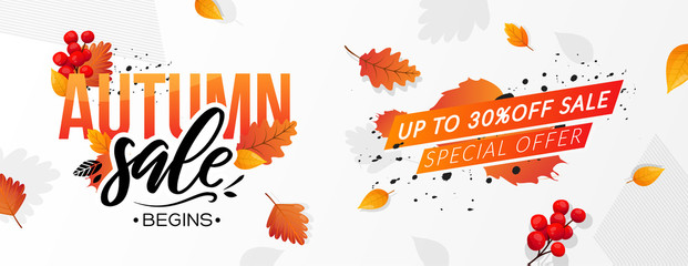 Autumn Fall Season Sale Ad Banner.