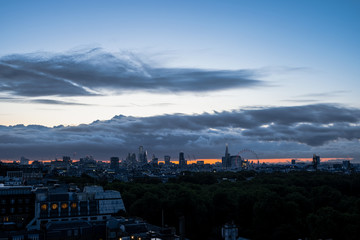 Sunrise over the city of London 