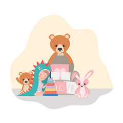 cute little boy baby playing with toys character