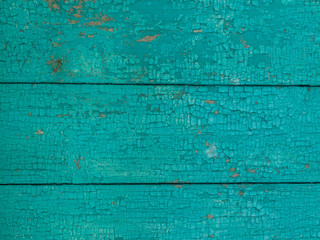 Vintage green old wooden planks wall background.