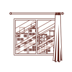 window with courtain and cityscape view