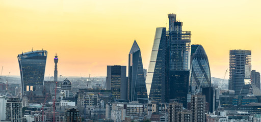 London skyline at incredible sunset