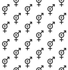 Vector seamless pattern of woman equality symbol isolated on white background