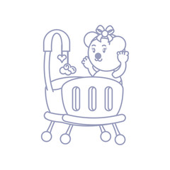 cute female bear baby animal in crib