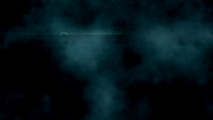Dark background with cyan, blue fog
