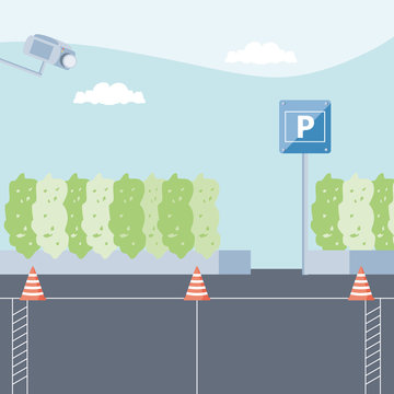 parking zone urban scene icon