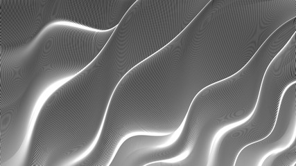 Vector 3d striped waves. Abstract composition, curve lines. Amazing three dimensional background for presentation, wallpaper, interior wall decor. Opical illusion. Vector without gradient