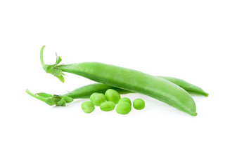 fresh green peas isolated on a white background