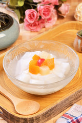 Asian gourmet dessert, almond jelly, almond junket, almond tofu