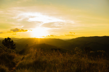 sunset in the mountains