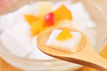 Asian gourmet dessert, almond jelly, almond junket, almond tofu