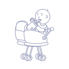 cute newborn in baby cart