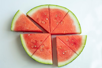 Watermelon sliced and cut into wedges