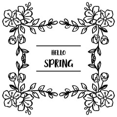 Nature leaf flower frame, for design elegant card hello spring. Vector