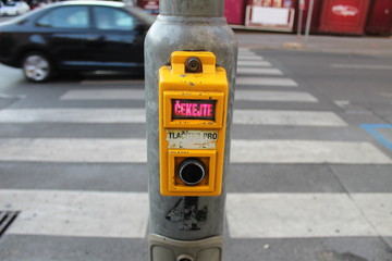 traffic light for pedestrians in czech. Zebra crossing
