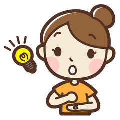 若い女性　閃き