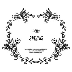 Card for hello spring with wallpaper of unique flower frame. Vector