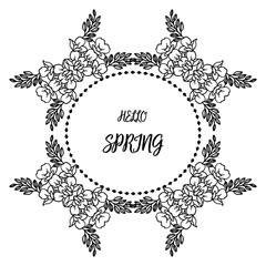 Collection card of hello spring, with various shape leaf flower frame. Vector