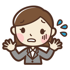 スーツの女性　動揺